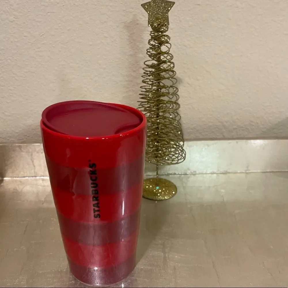 starbucks Christmas 2021 RARE  Grande size TRAVEL CUP RED‎ STRIPED GREAT GIFT NE